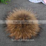100% Real Raccoon Fur Pom Pom Keychain Fluffy Fur Balls Genuine Fur Pompons for Bag Hats Cap Scarf Gloves With Buttons thumbnail-3