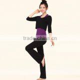 Customize Factorty Price Chantilly 3 Pieces Black and Purple Fashion Design Yoga Clothes for Women thumbnail-2