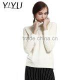 European Casual Style Women Soft White Rollneck Cashmere Knit Sweater thumbnail-1