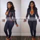 2016 Wholesale Sexy Long Seelve Print Playing Card Blak Jumpsuit For Women thumbnail-1