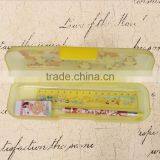 Curtom Logo Print Transparent Colorful Plastic Pencil Case Pen Boxes Set With Pencil Ruler and Eraser thumbnail-2