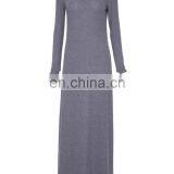 CHEFON Grey Slim Fit Jersey Maxi Dress Long Sleeve thumbnail-2