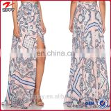 Grey Floral Printed Wholesale Long Skirt With High Slip