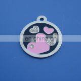 Round Crystal Dog id Tag, Custom Engraved Heart Logo Diamond Cat Tag Name Tag thumbnail-1