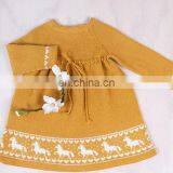 Long Sleeve Popular Design Red Knitted Dress Baby Girls Kids for Warm Winter thumbnail-5