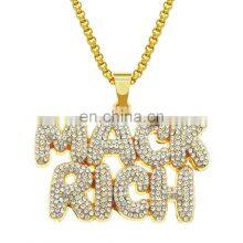 HipHop Jewelry Necklace Gold/Silver Color Iced Out Micro Pave CZ Stone @ $ Letter Pendant Necklaces With 60cm Rope Chain thumbnail-4