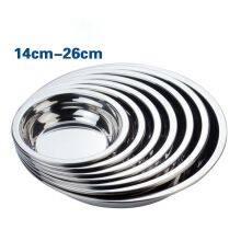 304 Stainless Steel Drop-Resistant Kitchen Tableware Round Dinner Plate Tray Container thumbnail-2