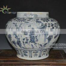 Antique Yuan Reproduction Chinese Blue and White Porcelain Figure Vases