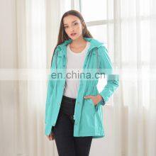 Wholesale Amazon Burst Casual Waterproof Waist Hoodie Female Mid-autumn Long Raincoat ZIP Jacket Female thumbnail-4