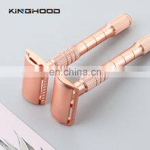 Custom Luxury Eco Friendly Zero Waste Reusable Double Edge Shaving Gold Extension Handle Safety Razor thumbnail-1