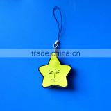 custom soft pvc 2d yellow star shape mobile phone strap