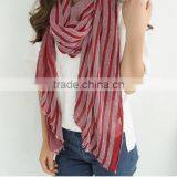 Wholesale New Style Lady Fashion Striped Voile Cotton Scarf Quality Choice thumbnail-2