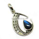 Beautiful Blue Fire Labradorite 925 Sterling Silver Pendant thumbnail-1