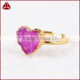 Gold Plated Natural Rainbow Heart Druzy Agate Stone Adjustable Knuckle Ring thumbnail-2