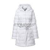 Lady Winter Long Genuine Natural Rabbit Fur Coat With Hoodied D0019 thumbnail-1