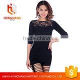 Hongxiang Women's Plus size S-XXL Lace Crochet Blouse Shirts sexy tops for women