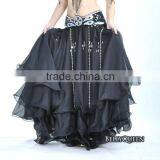 black chiffon bellydancing skirt,bellydance costumes,belly dance outfits,bellyqueen