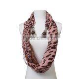 2016 New Trending Leopard Print Scarf Necklace Decorated With Metal Plastic Beads