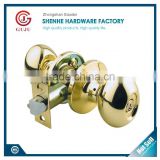 High Quality Polished Brass Finish Tubular Passage Round Knob Door Locks For Doors