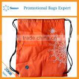 Promotional Custom Printed Logo Polyester Drawstring Shopping Bags