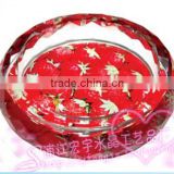 handblown red round clear glass ashtray on sale HYA-117