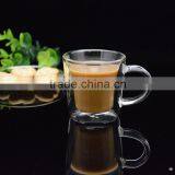 Elegant Clear Mouthblown Double Wall Glass Heat Resistance Borosilicate Drinkware Coffee Tea Milk Glass Cup thumbnail-1
