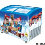 commerical curved glass door freezer compressor ice cream display freezer