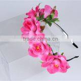 Bulk Cheap Cute Hair Accessories, Kawaii Light Rose Pink Fabric Frilly Flower Headbands for Girls thumbnail-5