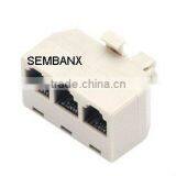 6P2C/6P4C/6P6C Plug to 3 Jacks Surface Mount Box