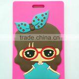 Lovely Girl Design Custom Shape Travel Bag Tag Soft PVC Luggage Tag