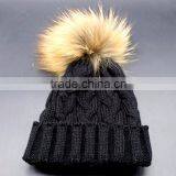 Wholesale New Arrival Custom Raccoon Fur Ball Kid Beanie Hat thumbnail-2