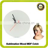 Round Sublimation hardboard MDF Wall Clock for home decoration wholesales