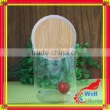 Glass Jar Wooden Bamboo Cap With Wood Cap for Food Tea, Glass Storage Jar fo Rfood Stock With Cork Lid thumbnail-2