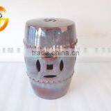 Glazed Hollow Out Ceramic Drum Stool thumbnail-1