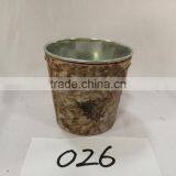 Vintage Antique Aged Look Multi-functional Metal Flower Pots Planter With Tree Bark thumbnail-5