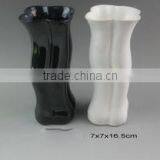 Elegant Water Wave Shape Black and White Glazed Mini Stoneware Vase thumbnail-1