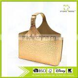 Golden Crocodile Pattern PVC Leather Magazine Storage Basket Holder thumbnail-1