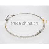 Round Fancy Metal and Glass Tray thumbnail-1