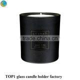 Matte Black White Glass Candle Holder With Wooden Lid thumbnail-4