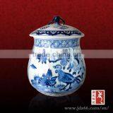 Christmas Gift Home Decoration Blue and White Porcelain Sugar Ceramic Jar for Best Sale thumbnail-1
