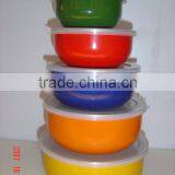 Dark Color Enamel Storage Bowl With PP Lid Food Container thumbnail-2