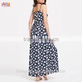 Ladies Fashion Dresses Women Summer Pictures Daisy Print Tie Front Elastic Waist Cami Dress thumbnail-5