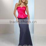 Blue Red Combine Satin Sleeveless Full Length Formal Evening Dress thumbnail-1