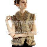 CX-G-B-21D Raccoon Fur Trim Natural Genuine Rabbit Fur Women Fur Vest thumbnail-6