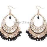 Boho Seed Bead Tassel Hoop Earrings Hollow Out Teardrop Earring Bohemian Dangle Earring thumbnail-4