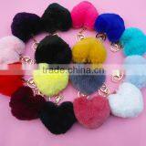 2017 New Design Rainbow Color Fur Pom Pom Keychain Bag Charms Wholesale Fur Ball Bag Charms Fur Ball Charms for Woman Hand Bags thumbnail-4