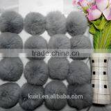 8cm Rex Rabbit Fur Ball/pom Poms Keychain DIY thumbnail-6