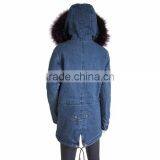 Myfur Genuine Raccoon Fur Trimmed Hood Ladies Jeans Parka Factory Wholesale thumbnail-4