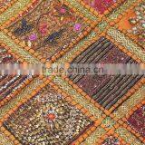 Orange Kundan Decorative Pillow Big Floor Indian Decorative Bedding Pillow 24in thumbnail-5