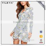 Latest Stylish Fiery Deep-V Sexy Floral Printed Backless Split Dress thumbnail-1